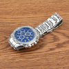 Round Dial 3 Decoration Dials Men Quartz Watch with Metal Band(Blue)
