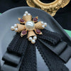 Ladies Court Style Cloth Brooch Lace Bow-knot Bow Tie Costume Accessories, Style:Pin Buckle Version(Black)