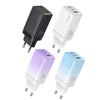 USAMS US-CC180 65W ACC Three Ports GaN Charger, EU Plug(White)