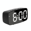 Mirror Bedside Alarm Clock Battery Plug-In Dual-Purpose LED Clock, Colour: Arc-shaped Black Shell (Black Surface White Light)
