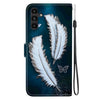 For Samsung Galaxy A13 5G Crystal Texture Colored Drawing Leather Phone Case(White Butterfly Feathers)