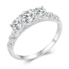 MSR009 Sterling Silver S925 Lace White Gold Plated Moissanite Ring(No.7)