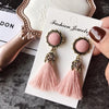 Women Fashion Vintage Velvet Ball Fringed Drop Earring(Red)