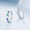 S925 Sterling Silver Platinum-plated Colorful Starlight Ear Clip Earrings(BSE1048)
