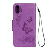 For iPhone X / XS Pressed Flowers Butterfly Pattern Horizontal Flip Leather Case with Holder & Card Slots & Wallet & Lanyard(Purple)