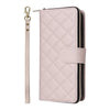 For Samsung Galaxy S25 5G Crossbody Rhombic Zipper Tower Buckle Leather Phone Case with Lanyard(Beige)
