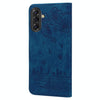 For Samsung Galaxy A56 / A36 Cartoon Sakura Cat Embossed Leather Phone Case(Royal Blue)