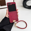 For Samsung Galaxy Z Flip5 Crocodile Texture TPU Phone Case With Strap(Red)