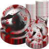 10pcs Halloween Disposable Blood Handprint Tableware Horror Party Decoration, Style: 9 inch Paper Plates