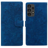 For Samsung Galaxy A13 4G / 5G / A04S Lace Floral Embossed Magnetic Buckle PU Phone Case With Wrist Strap(Blue)