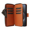 For iPhone 15 Pro Nine-card Slots Zipper Wallet Bag Leather Phone Case(Brown)