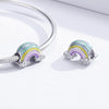 Sterling Silver S925 Rainbow Beaded Colored Oil DIY Jewelry Accessories