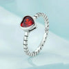 Sterling Silver S925 Burgundy Heart Shaped Retro Women Ring(No.6)