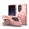 For Samsung Galaxy A35 Armor MagSafe Holder PC Hybrid TPU Phone Case(Pink)