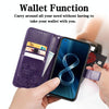 For Asus Zenfone 8 ZS590KS Four-leaf Clasp Embossed Buckle Mobile Phone Protection Leather Case with Lanyard & Card Slot & Wallet & Bracket Function(Purple)