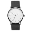Men Simple Matte Leather Belt Quartz Watch(Black + White)