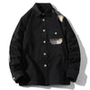 Youth Casual Retro Workwear Long Sleeve Shirt, Size: M(Black)