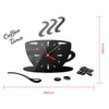 Home DIY 3D Stereo Decorative Fashion Coffee Wall Clock Acrylic Mirror Wall Sticker Coffee Clock(Deep Gold)