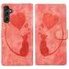 For Samsung Galaxy A36 5G Pen Heart Cat Embossed Leather Phone Case(Orange)