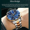 OLEVS 2870 Men Multifunctional Chronograph Three Eyes Waterproof Quartz Watch(Blue + Gold)