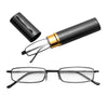 Reading Glasses Metal Spring Foot Portable Presbyopic Glasses with Tube Case +3.50D(Black)