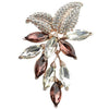 Flowers Drill Crystal Brooch(Brown)