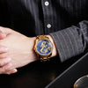 SKMEI 9193 Men Golden Dragon Pattern Calendar Dial Luminous Quartz Watch(Silver Black)