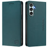 For Samsung Galaxy M35 5G RC01 Dual-Folded Magnetic Suction RFID Leather Phone Case(Dark Green)