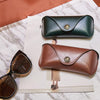 E5521 Simple Retro PU Soft Leather Glasses Storage Box, Color: Green