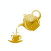 Creative DIY Acrylic Coffee Cup Teapot 3D Wall Clock Decorative Kitchen Wall Clocks Living Room Dining Room Home Decor Clock(Gold)