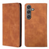For Samsung Galaxy S25 5G Skin Feel Magnetic Leather Phone Case(Light Brown)