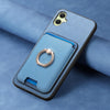 For Samsung Galaxy A06 Retro Cross Leather Ring Vertical Insert Card Bag MagSafe Phone Case(Blue)