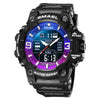 SMAEL 8049 Waterproof Sports Watch Men Multi-function Night Light Electronic Watch(Black Blue Purple)