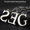 Double-Sided Three-Dimensional Plating Alphabet Keychain, Style: F