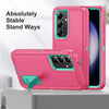For Samsung Galaxy S24+ / S25+ 5G Rugged PC Hybrid Silicone Phone Case with Holder(Rose Red+Light Green)