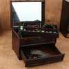 Grape Texture Jewelry Storage Box With Mirror Antique Wooden Dressing Box( 22x16x16cm)