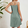 Women Summer Round Neck Halter Loose Sleeveless Dress, Size: L(green)