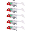 5pcs /Pack HENGJIA SO071 T-Tail Lead Fishing Lure Lua Fishing Soft Bait, Size: 8.5cm 10.6g(Red)