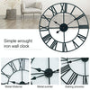 40cm Retro Living Room Iron Round Roman Numeral Mute Decorative Wall Clock (Black)