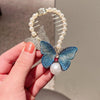 Rhinestone Butterfly Hair Clip Embroidered Ponytail Hair Clasp(Blue)