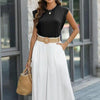 Women Summer Loose Top Basic T-Shirt Round Neck Casual Tank, Size: L(Black)