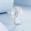 S925 Sterling Silver Platinum-plated Natural Blue Sea Sapphire Open Ring(BSR579-E)
