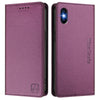 For iPhone XS Max RC01 Dual-Folded Magnetic Suction RFID Leather Phone Case(Violet)