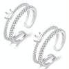 2 PCS J330 Crown Double Layer Open Adjustable Ladies Ring(White Gold)