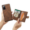 For Samsung Galaxy S20 FE JEEHOOD Retro Magnetic Detachable Protective Case with Wallet & Card Slot & Holder(Brown)