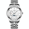 FNGEEN 2166 Men Three-eye Hollow Quartz Watch Student Sports Electronic Watch(White Steel White Surface)
