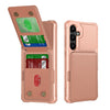 For Samsung Galaxy S25+ 5G Vertical Flip Card Bag Holder Leather Phone Case(Rose Gold)