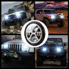 7 inch H4 DC 9V-30V 6000LM 6000K/3000K 55W IP67 4LED Lamp Beads Car Round Shape X LED Headlight Lamps for Jeep Wrangler, with Angel Eye
