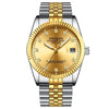 FNGEEN 7008 Men Fashion Diamond Dial Watch Couple Watch(Golden Surface)