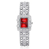 Square Dial Stainless Steel Strap Quartz Watch(Red)